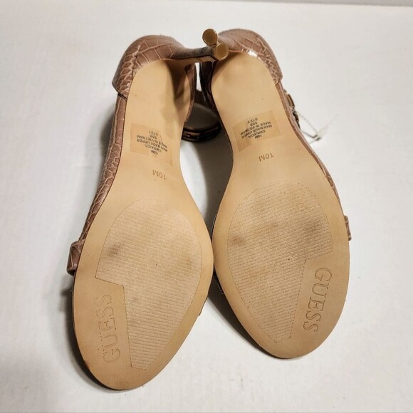 Guess Kaida G Chain Ankle Strap Stiletto Heels Taupe Gold 10 - Picture 6 of 9